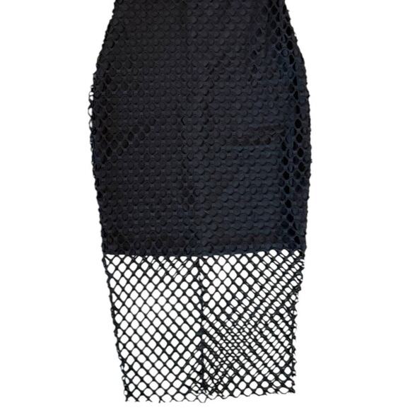 Call Me Eden Black Mesh Overlay Midi Dress Womens Size Small Office Siren - Picture 5 of 10